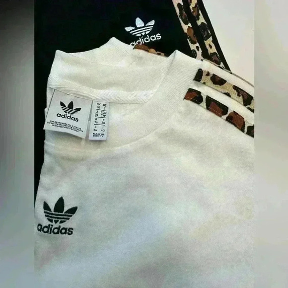 ADIDAS LEOPARD PRINT CROP TOP AND LEGGINGS SIZE S - Picture 7 of 9